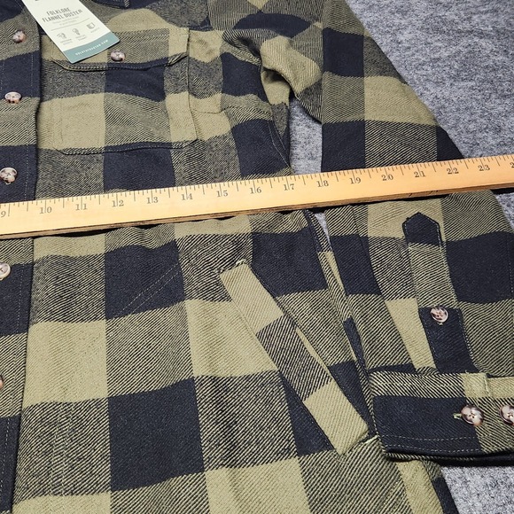 Duluth Trading Womens Folklore Flannel Duster Dress Green Buffalo Plaid XS NEW - Picture 5 of 8